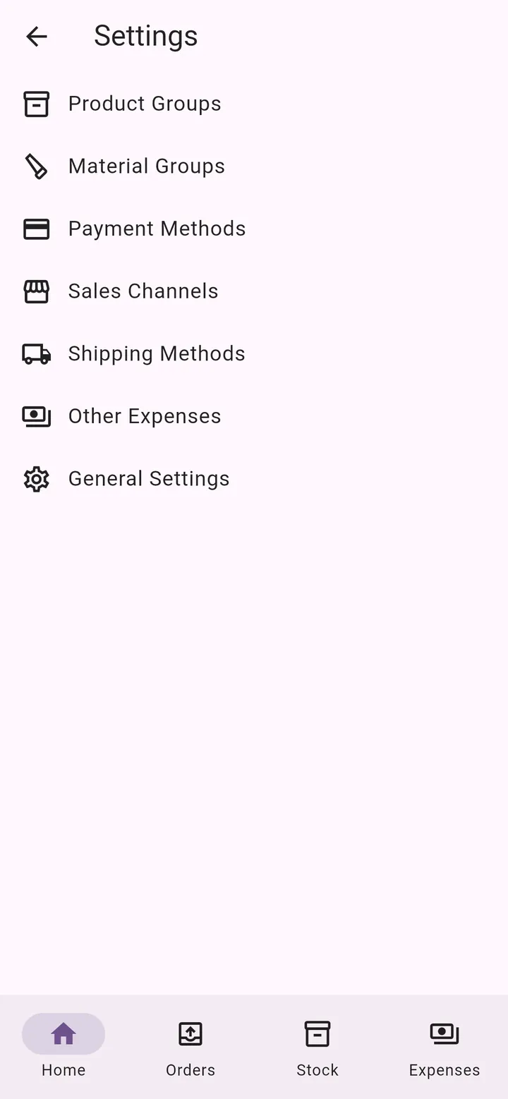 My Little Business app screen: Your own lists