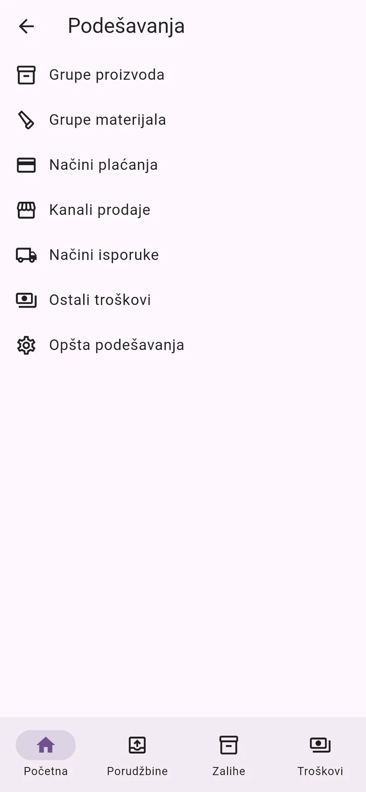 Ekran aplikacije Moj Mali Biznis: Vaše liste